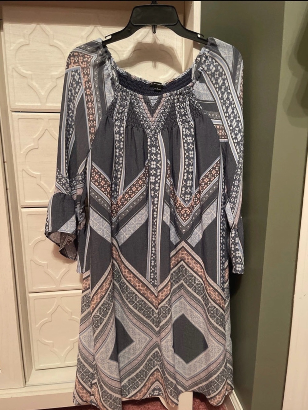 new directions Gray and Beige Boho Geometric dress size medium